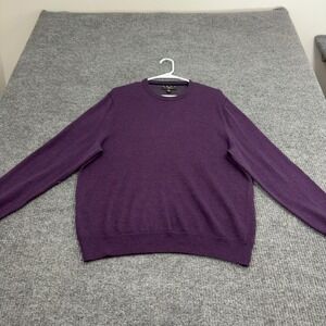Club Room Sweater Mens L Purple Merino Wool‎ Crewneck Classic Casual